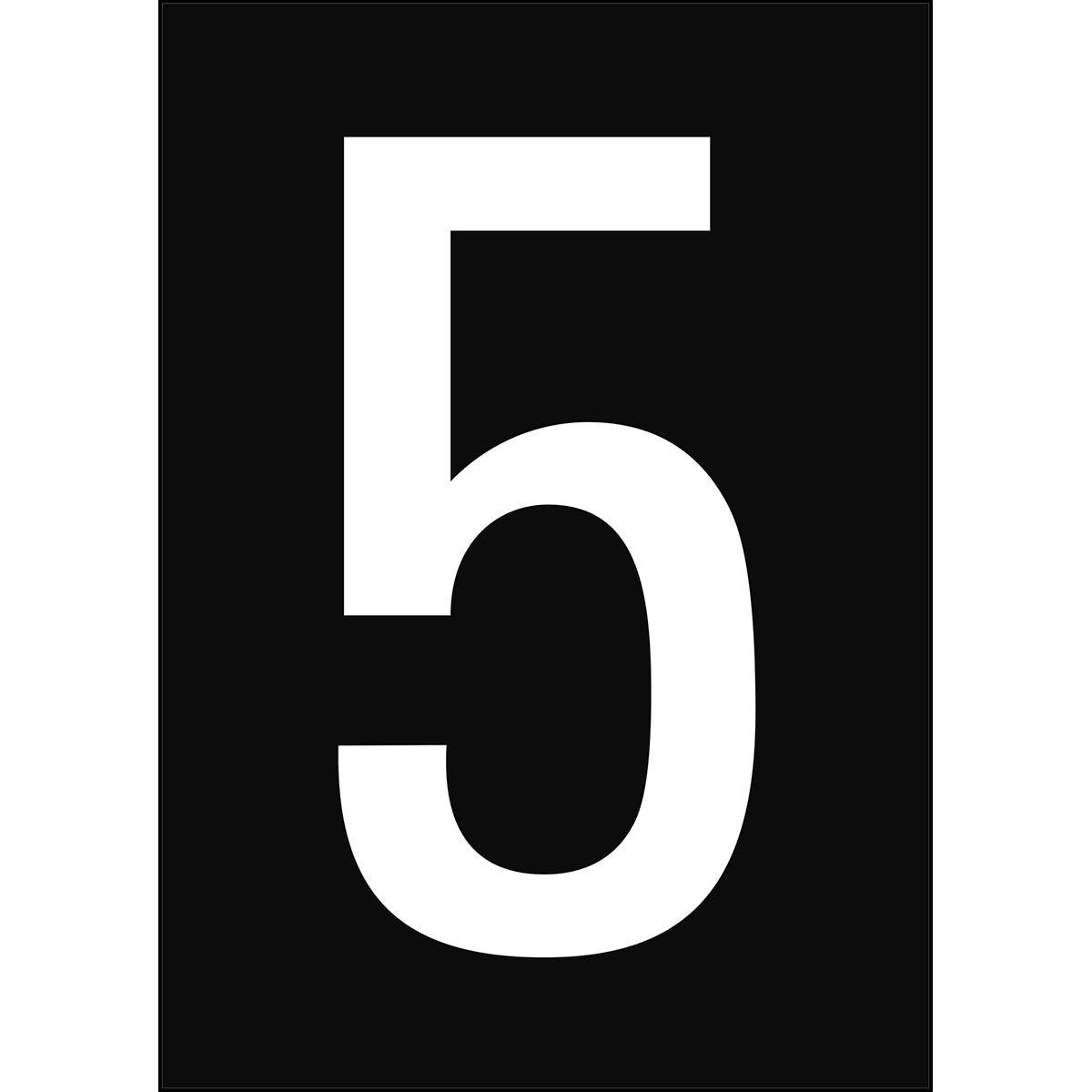 Numbers &amp; Letters A4 - Black/White - 5 - B-7541 (Laminated Polyester)