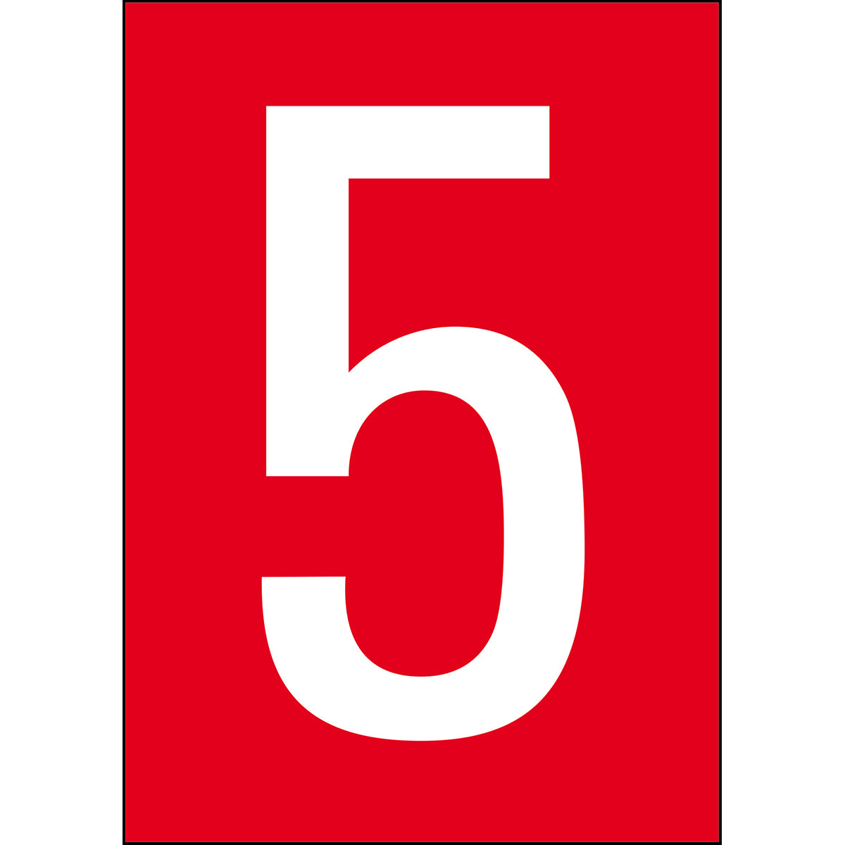 Chiffres et lettres A4 - Rouge/Blanc - 5 - B-7541 (Polyester laminé)