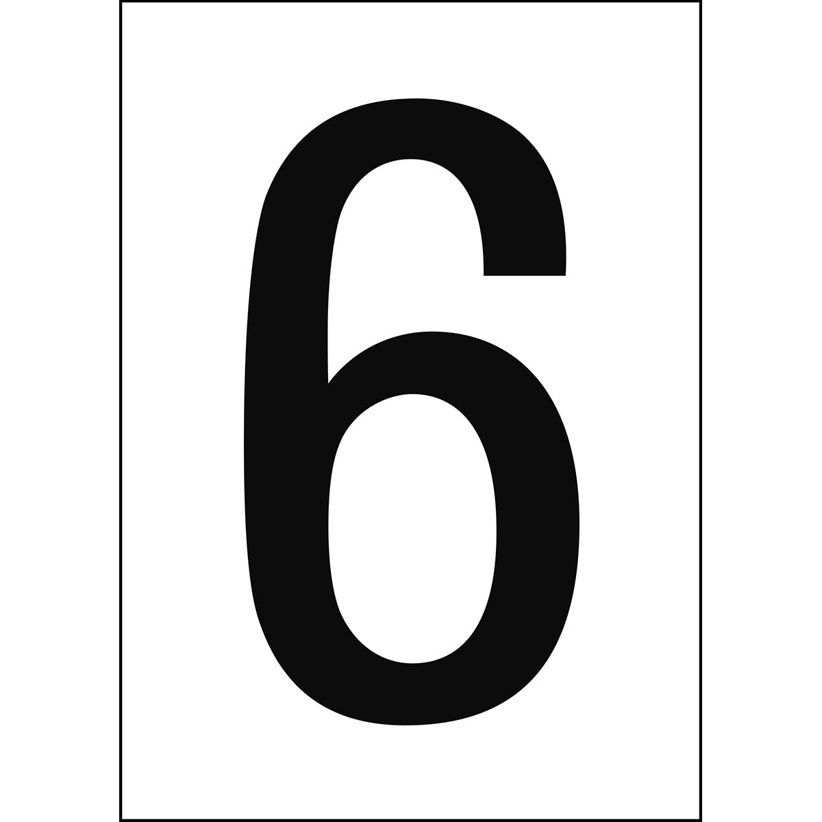 Zahlen & Buchstaben A4 - Weiss/Schwarz - 6 - B-7541 (Laminierter Polyester)