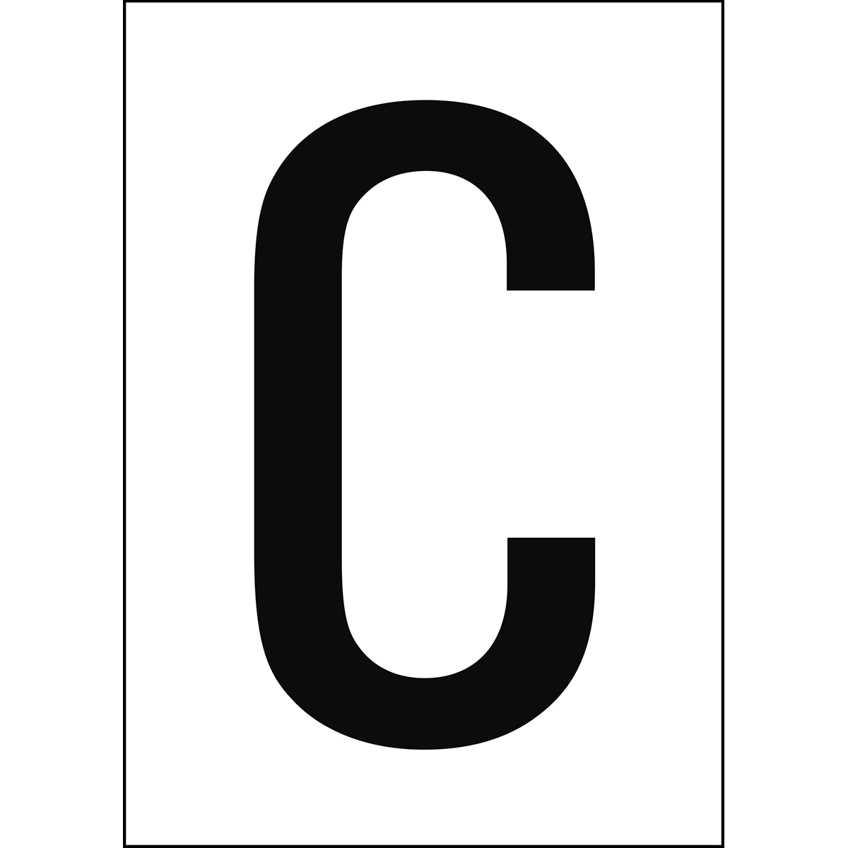 Zahlen & Buchstaben A4 - Weiss/Schwarz - C - B-7541 (Laminierter Polyester)