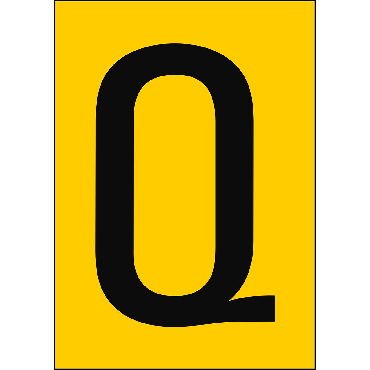 Chiffres et lettres A4 - Jaune/Noir - Q - B-7541 (Polyester laminé)
