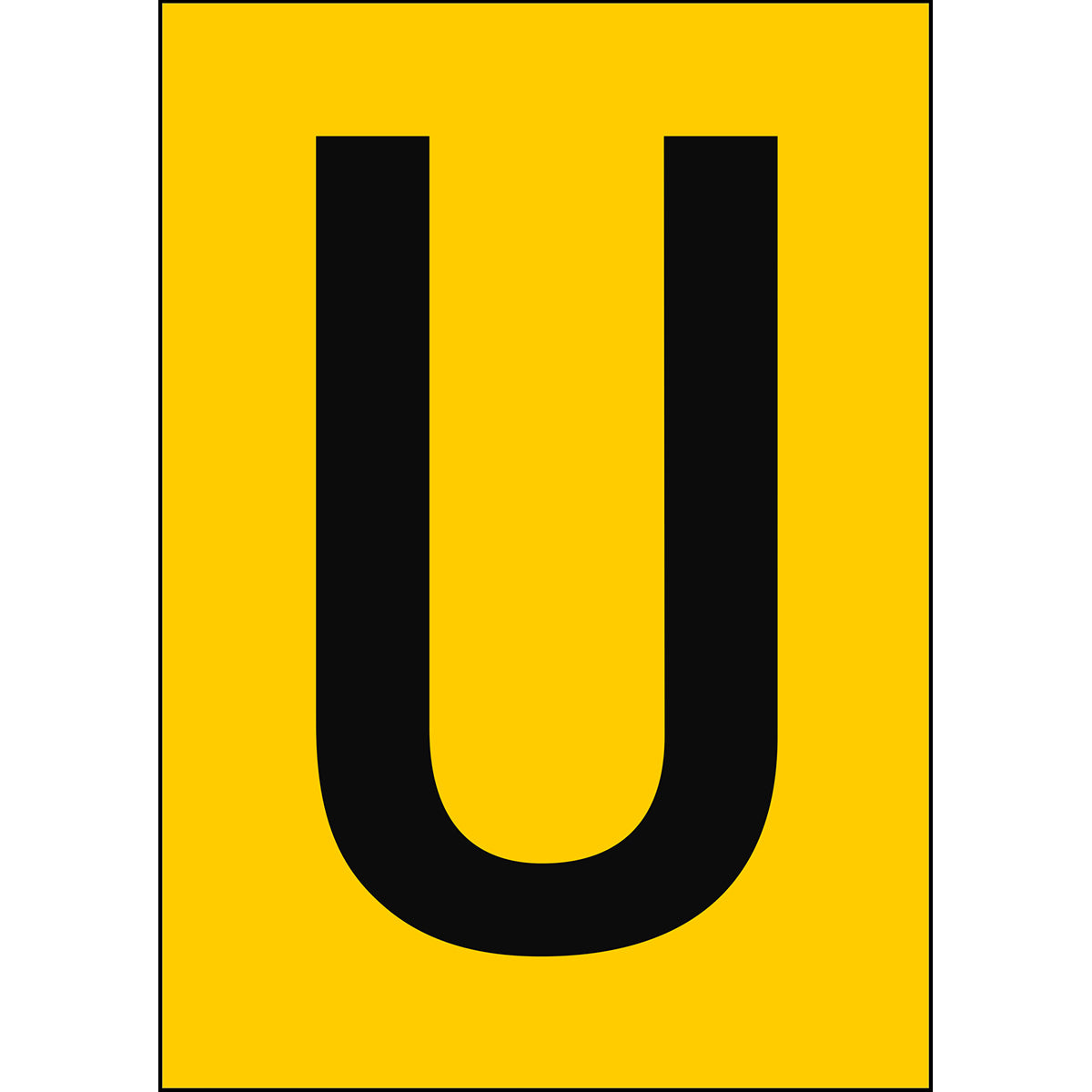 Chiffres et lettres A4 - Jaune/Noir - U - B-7541 (Polyester laminé)
