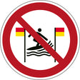 ISO Sicherheitskennzeichnung - Surfen zwischen den roten und gelben Fahnen verboten