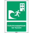 ISO-Sicherheitsschild – Evakuierungsgebäude bei Tsunami