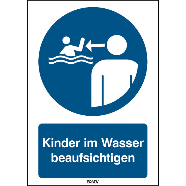 ISO-Sicherheitsschild – Kinder im Wasser beaufsichtigen