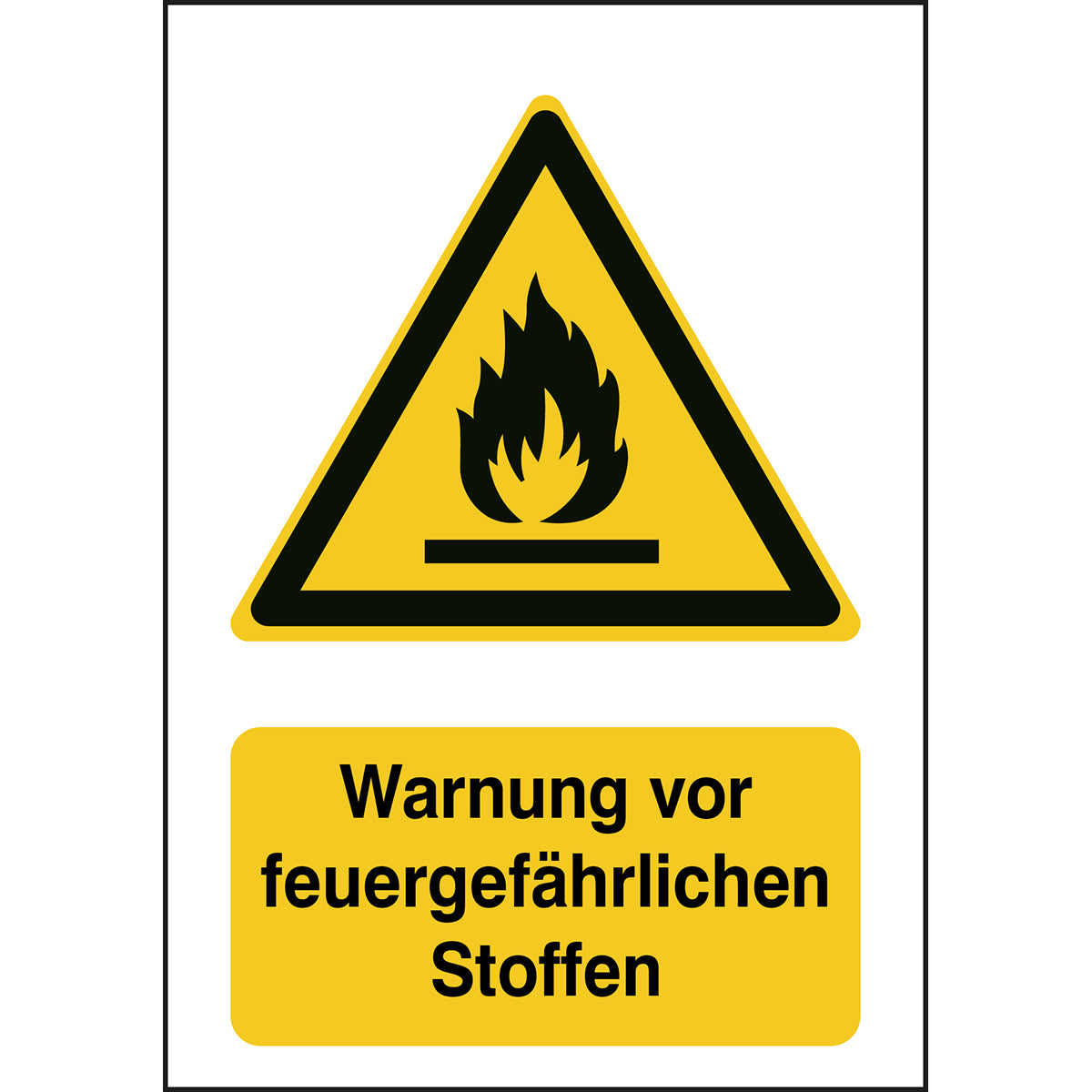 ISO Sicherheitskennzeichnung - Warnung vor feuergefährlichen Stoffen