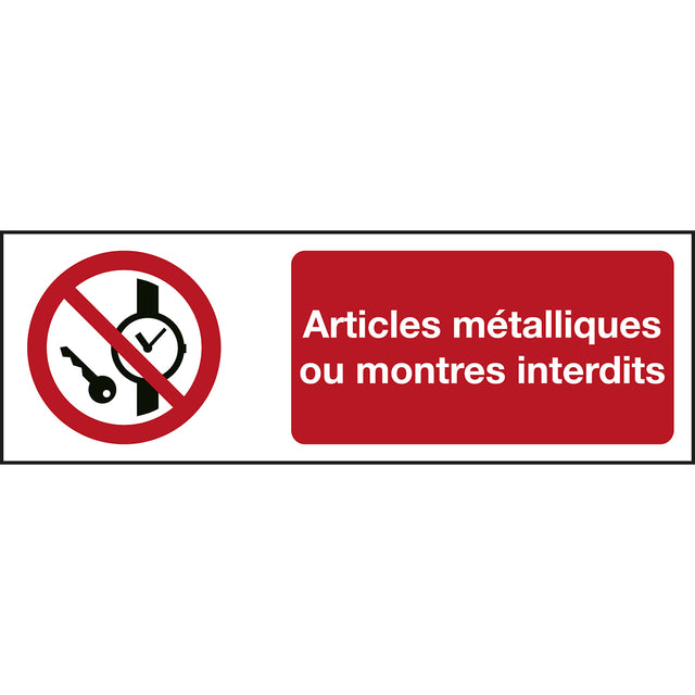 ISO Sicherheitskennzeichnung - Mitführen von Metallteilen oder Uhren verboten
