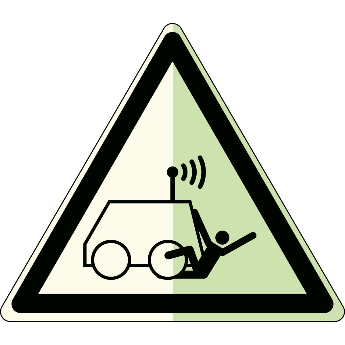 Warnung Gefahr des Überfahrens durch ferngesteuerte Maschinen – ISO 7010