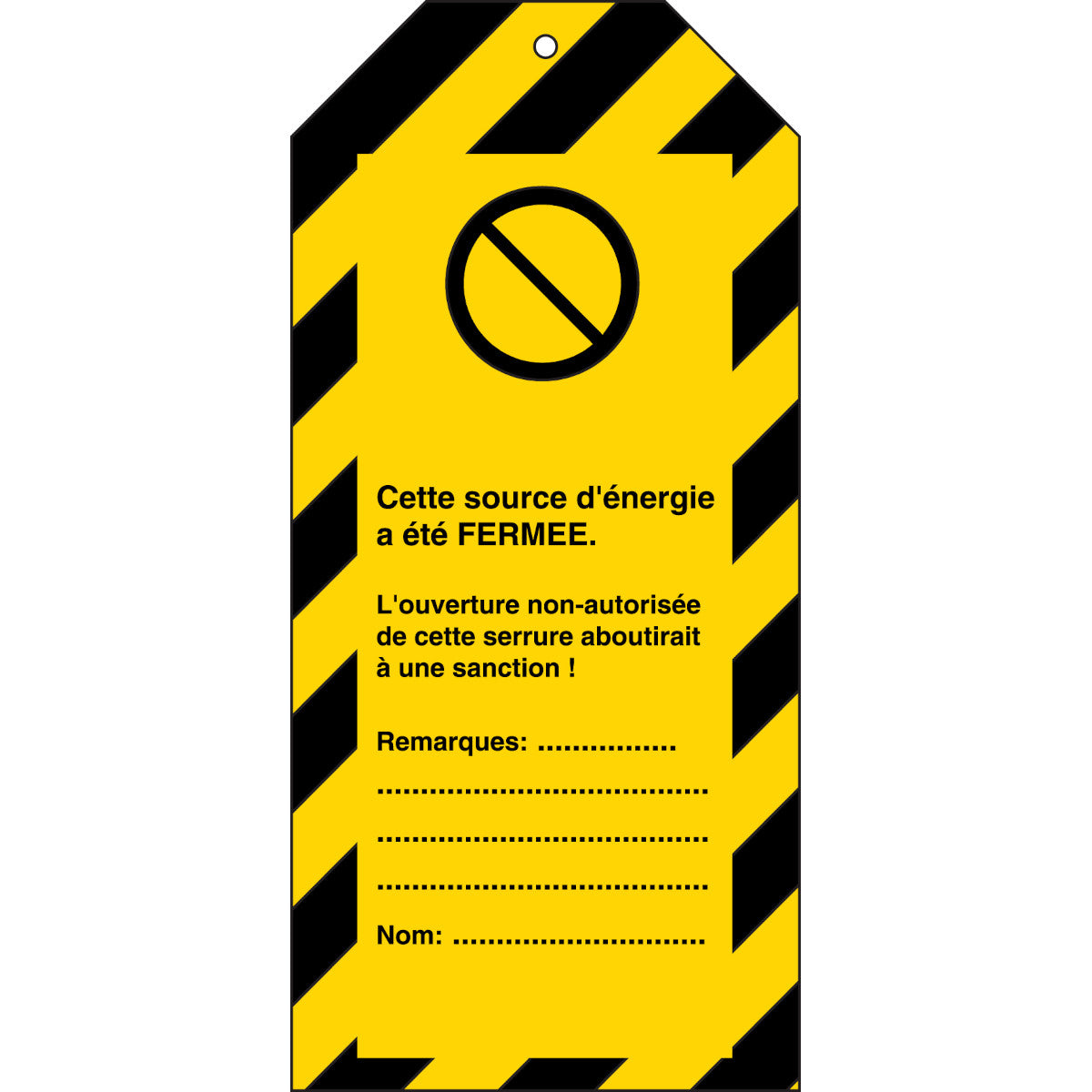 Tagout - étiquettes de danger (produit francophone)